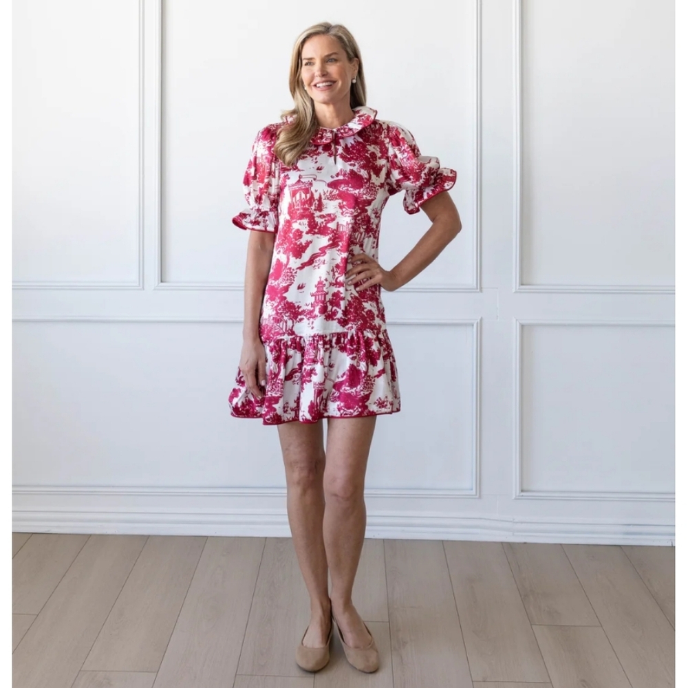 Lake Lady Designs Sarah Mini Dress In Red Toile Women's Size XL
